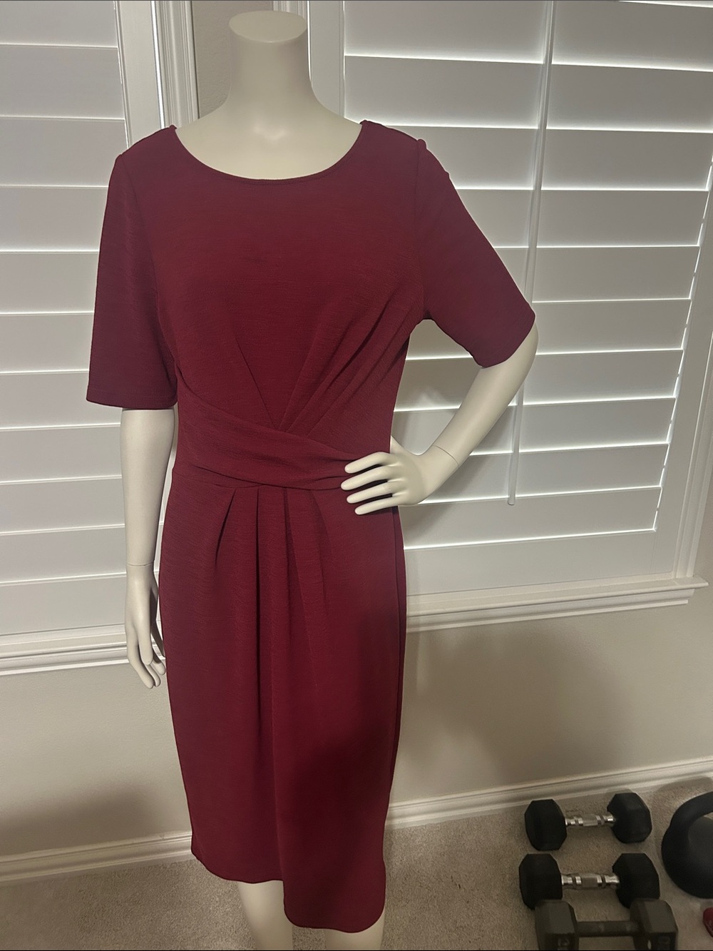 Adrianna Papell Wine Twist-Waist Midi Dress
